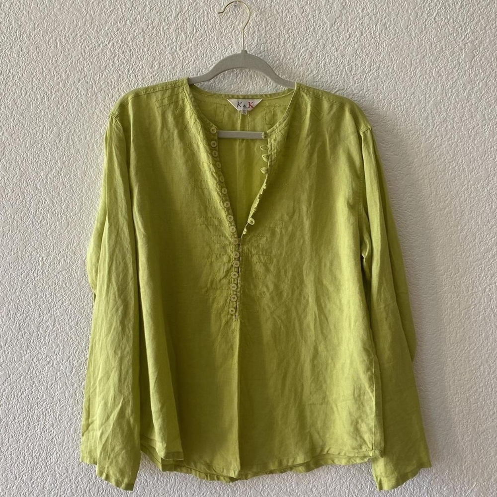 Linen Green Blouse